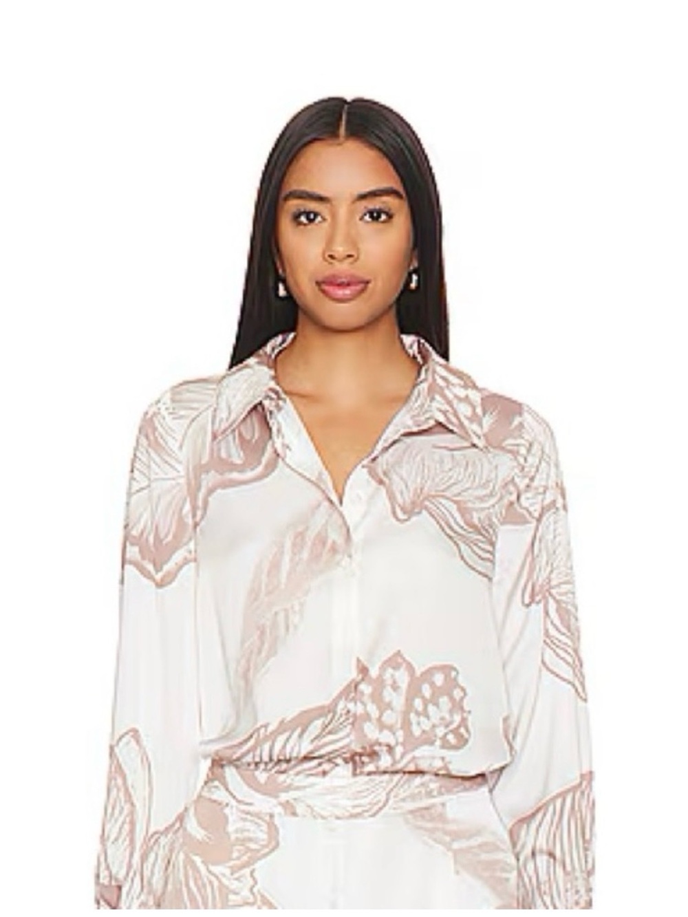 ROCOCCO SAND BROWN/WHITE BLOUSE